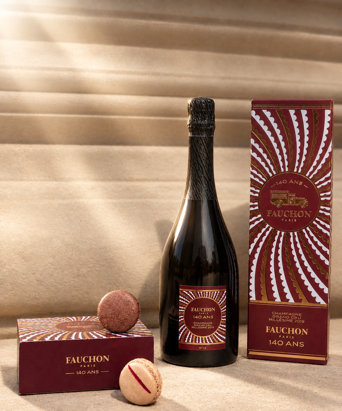 Duo 140 ans FAUCHON – Champagne Millésime 2019 & Macarons collector