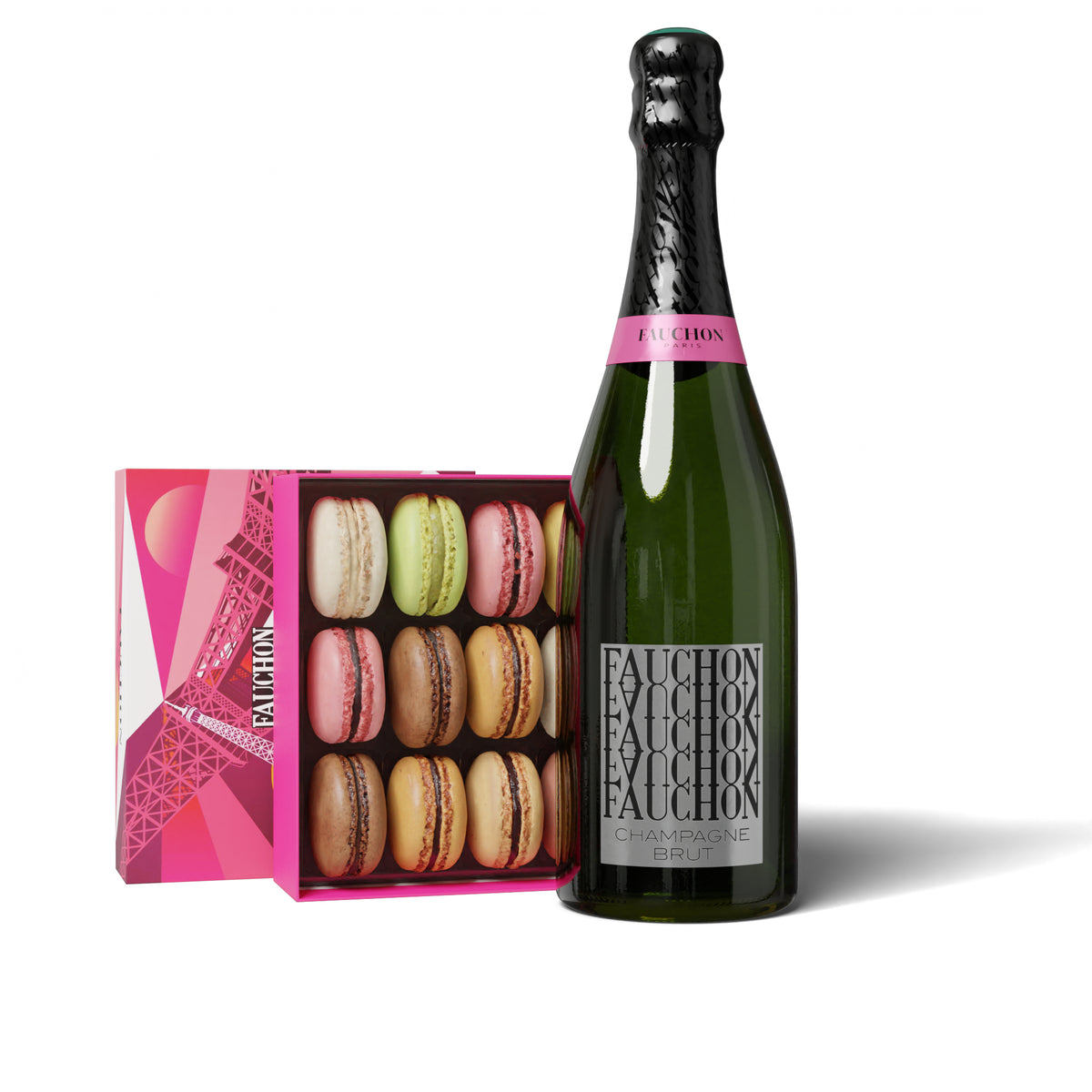 Coffret 12 macarons décor parisien & champagne FAUCHON brut