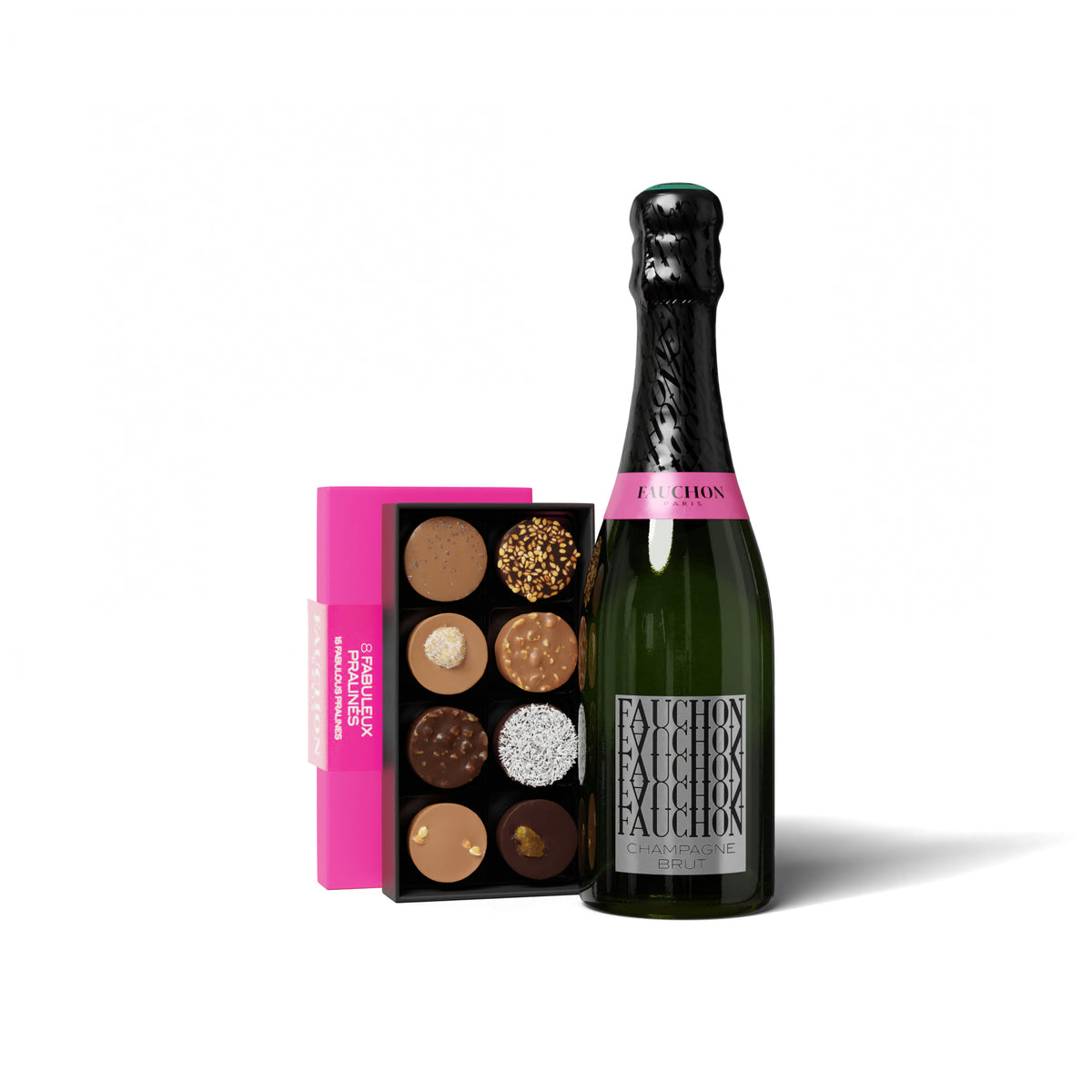 DUO ECRIN 8 CHOCOLATS ET CHAMPAGNE FAUCHON BRUT 37.5CL RD